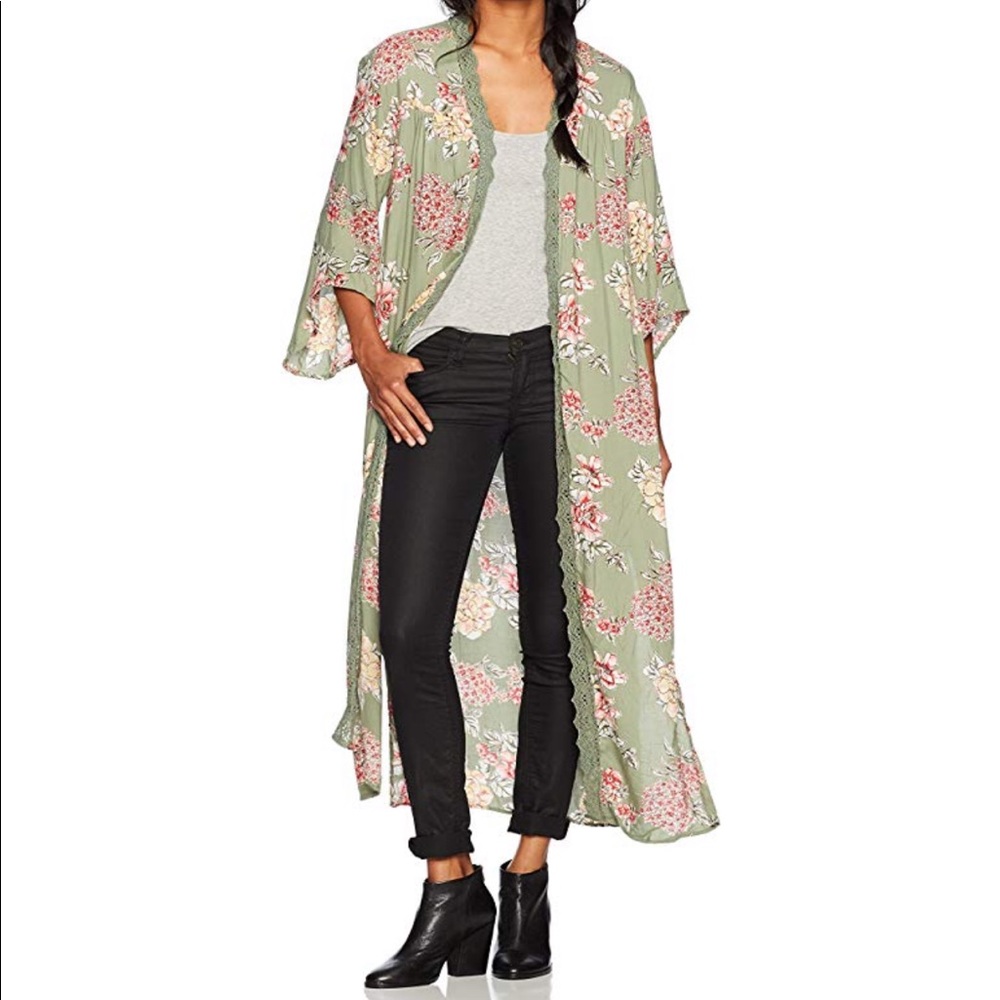 Angie brand spring green floral kimono duster 🌸🌼 - Picture 2 of 3
